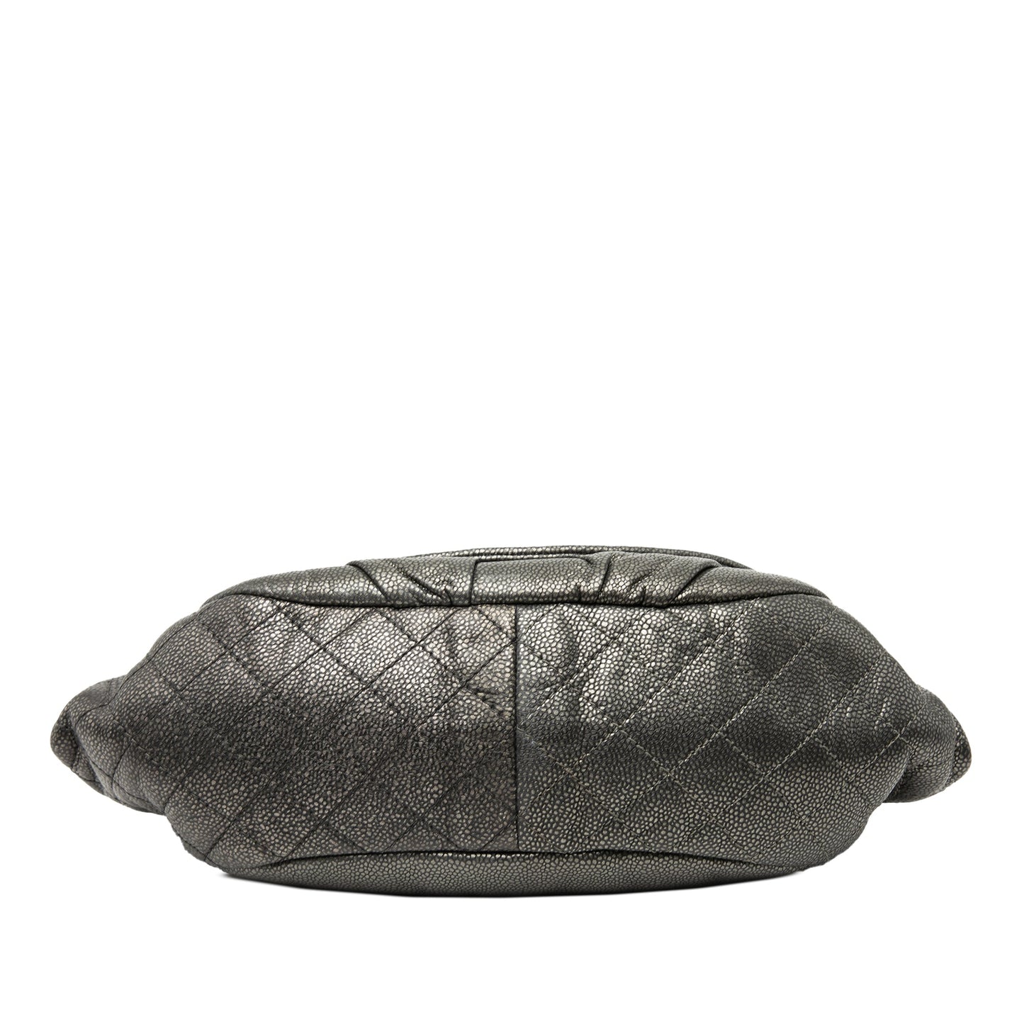 Large Metallic Caviar Half Moon Flap
