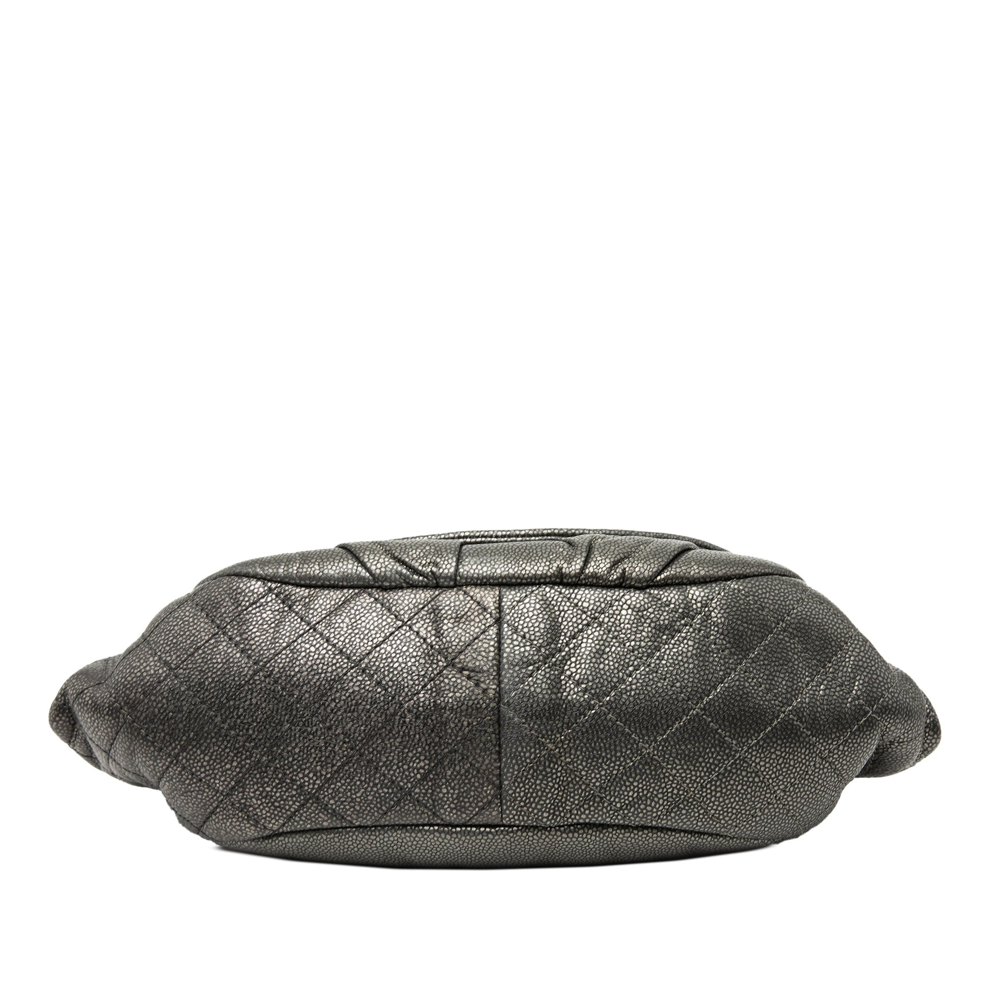 Large Metallic Caviar Half Moon Flap