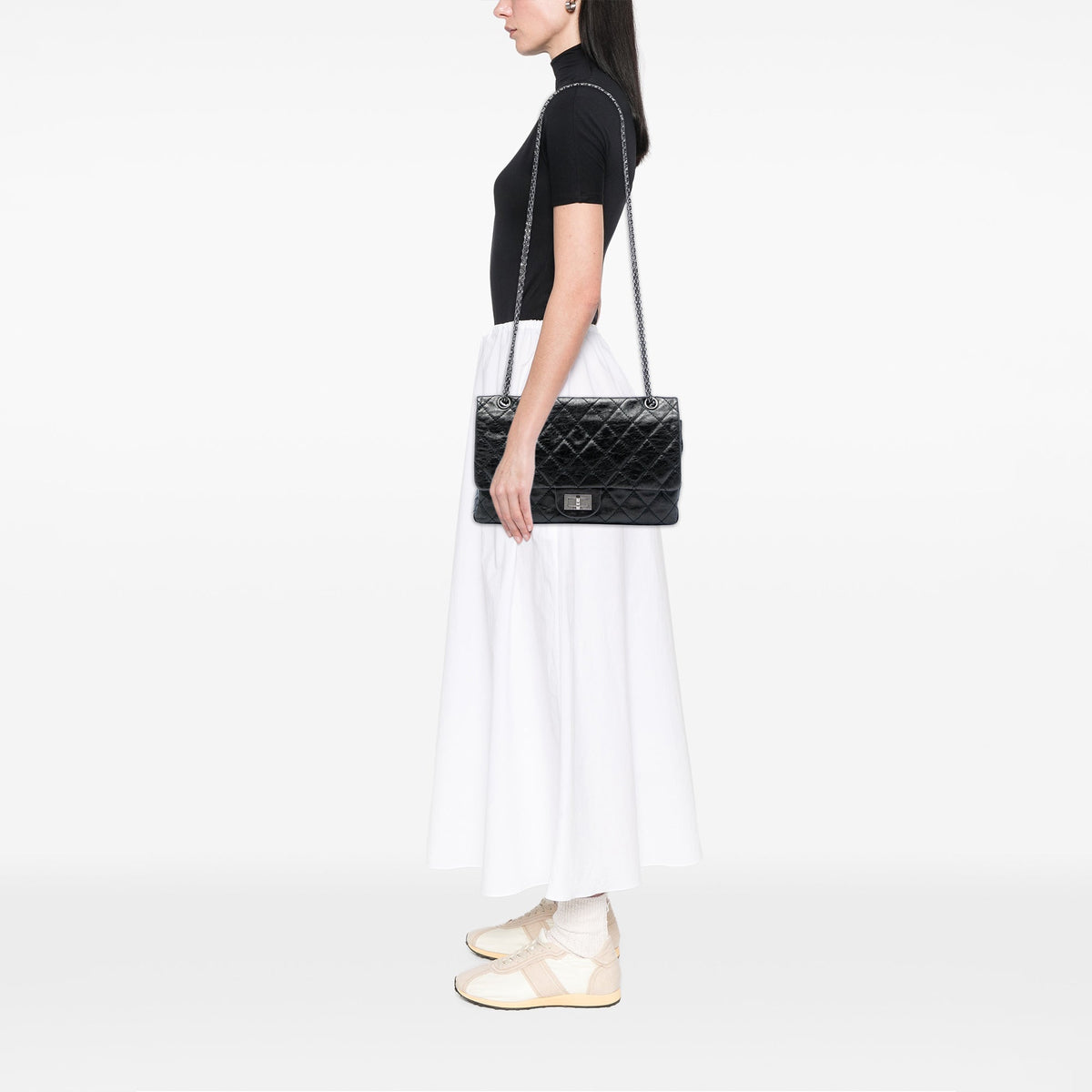 Chanel Quilted Aged Calfskin Reissue 2.55 Double Flap 227 — Black