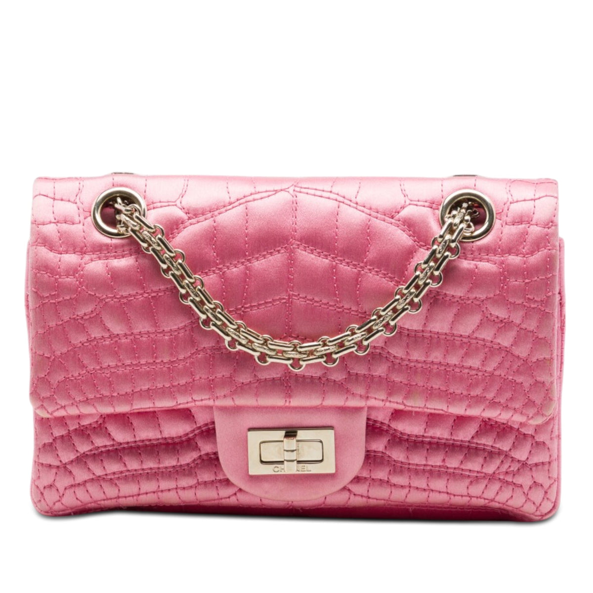Chanel Coco Croc Quilted Satin Reissue 2.55 Double Flap 224