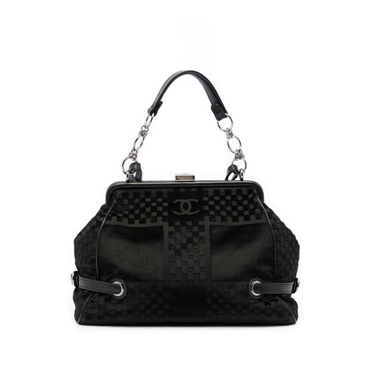 Chanel CC Check Embossed Velvet Belted Side Frame Bag