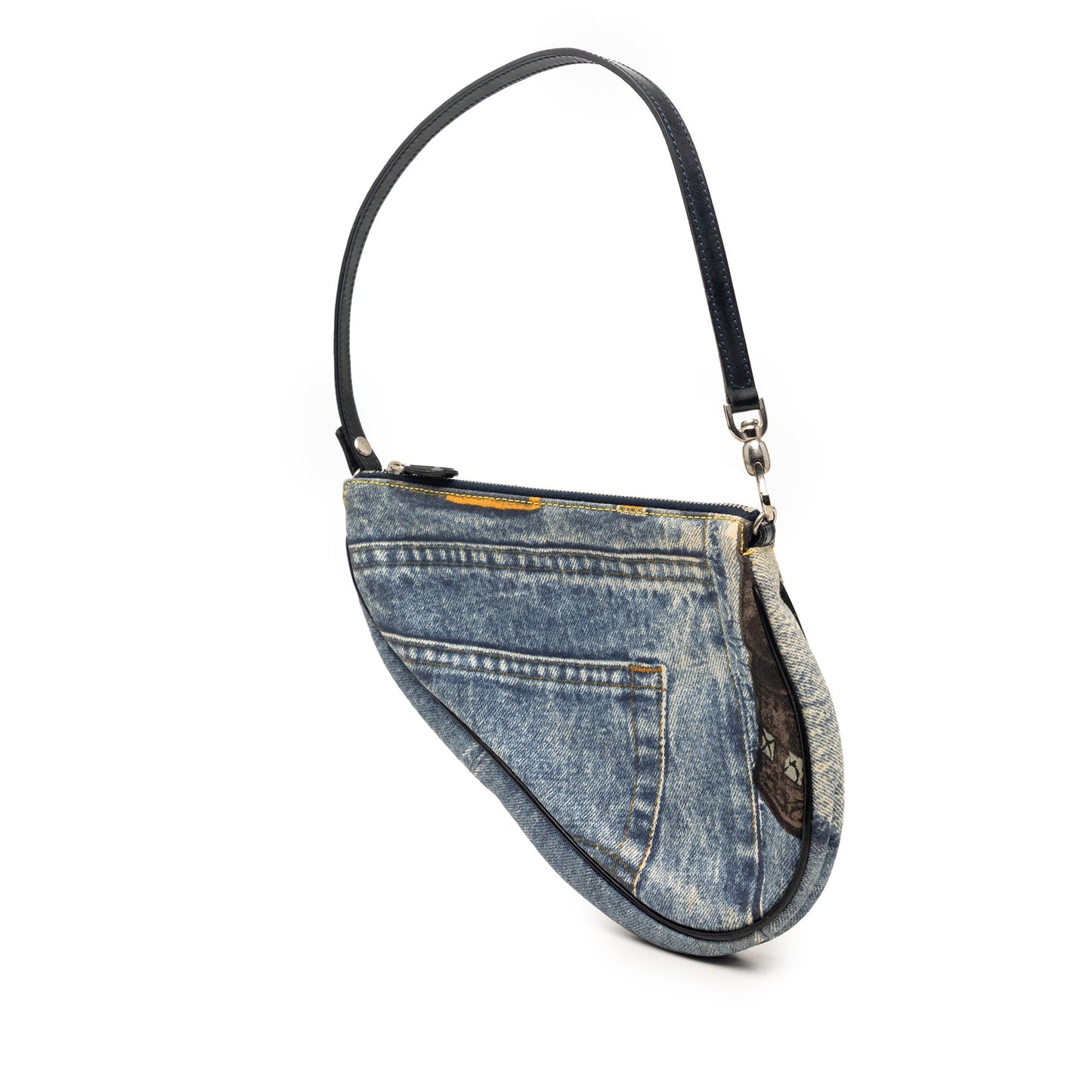 Dior Mini Canvas Printed Denim Speedway Saddle Pochette