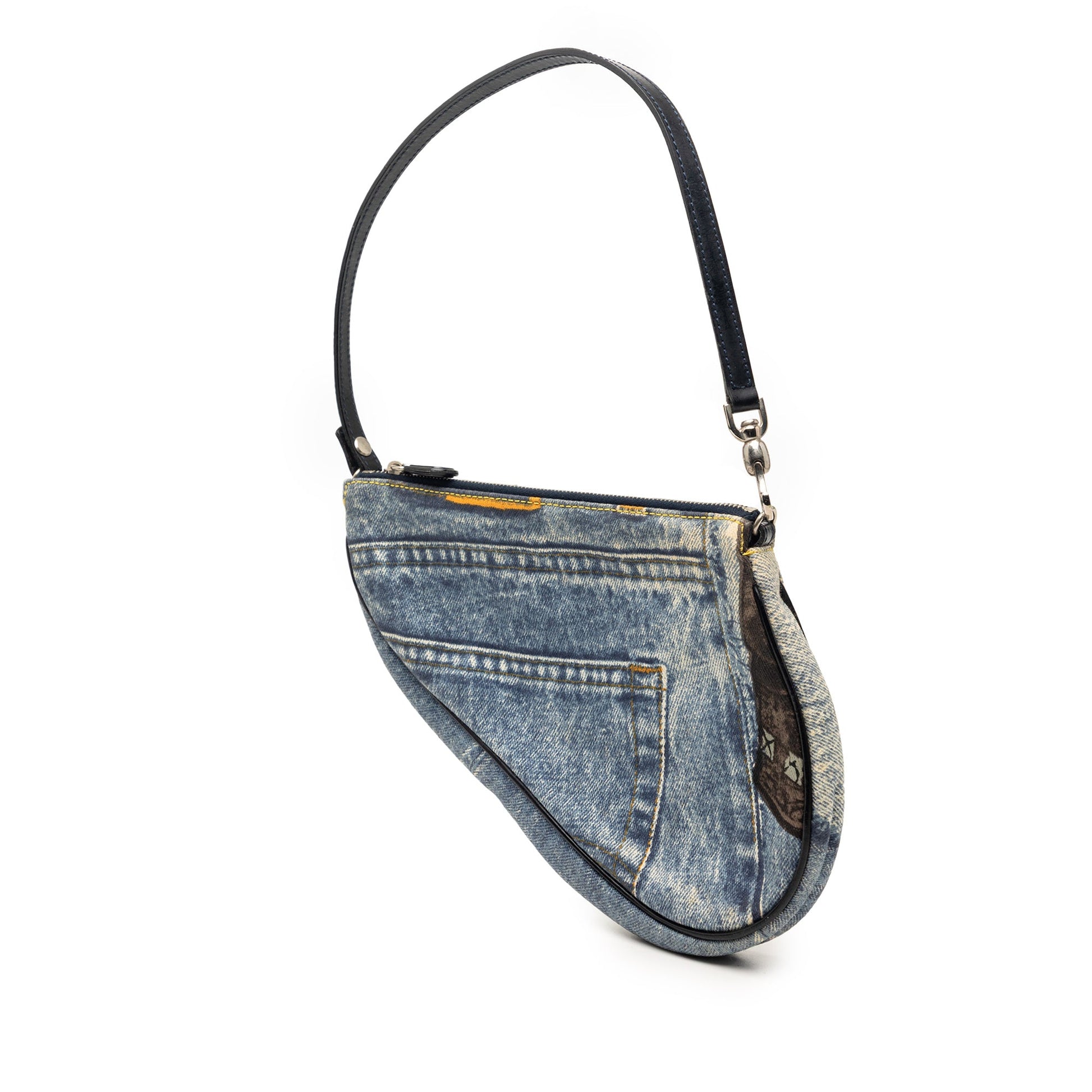 Dior Mini Canvas Printed Denim Speedway Saddle Pochette