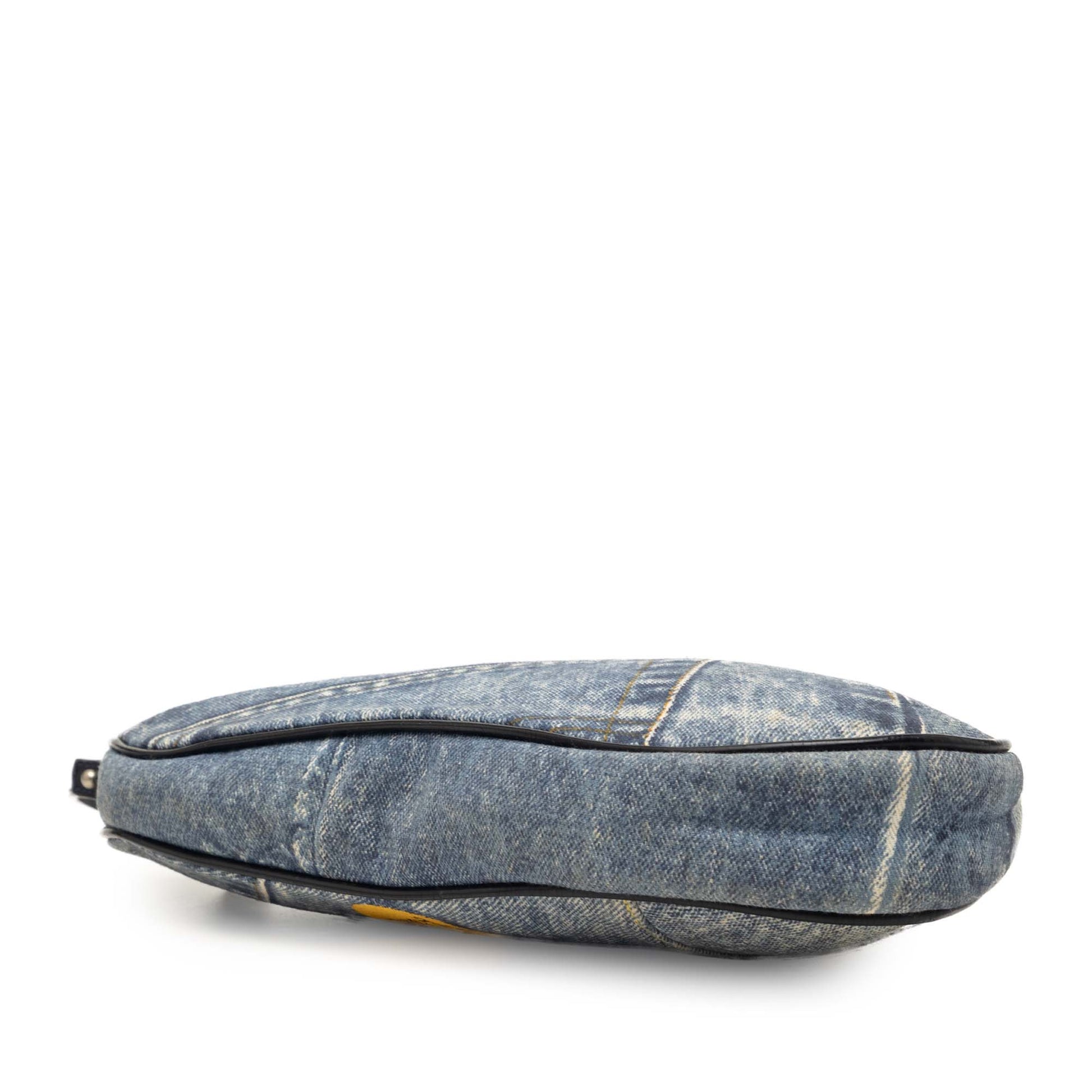 Dior Mini Canvas Printed Denim Speedway Saddle Pochette
