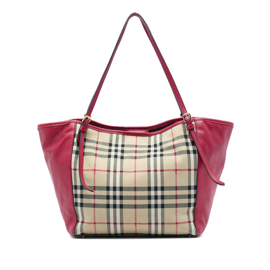 Burberry Small Haymarket Check Canvas and Leather Canterbury Tote