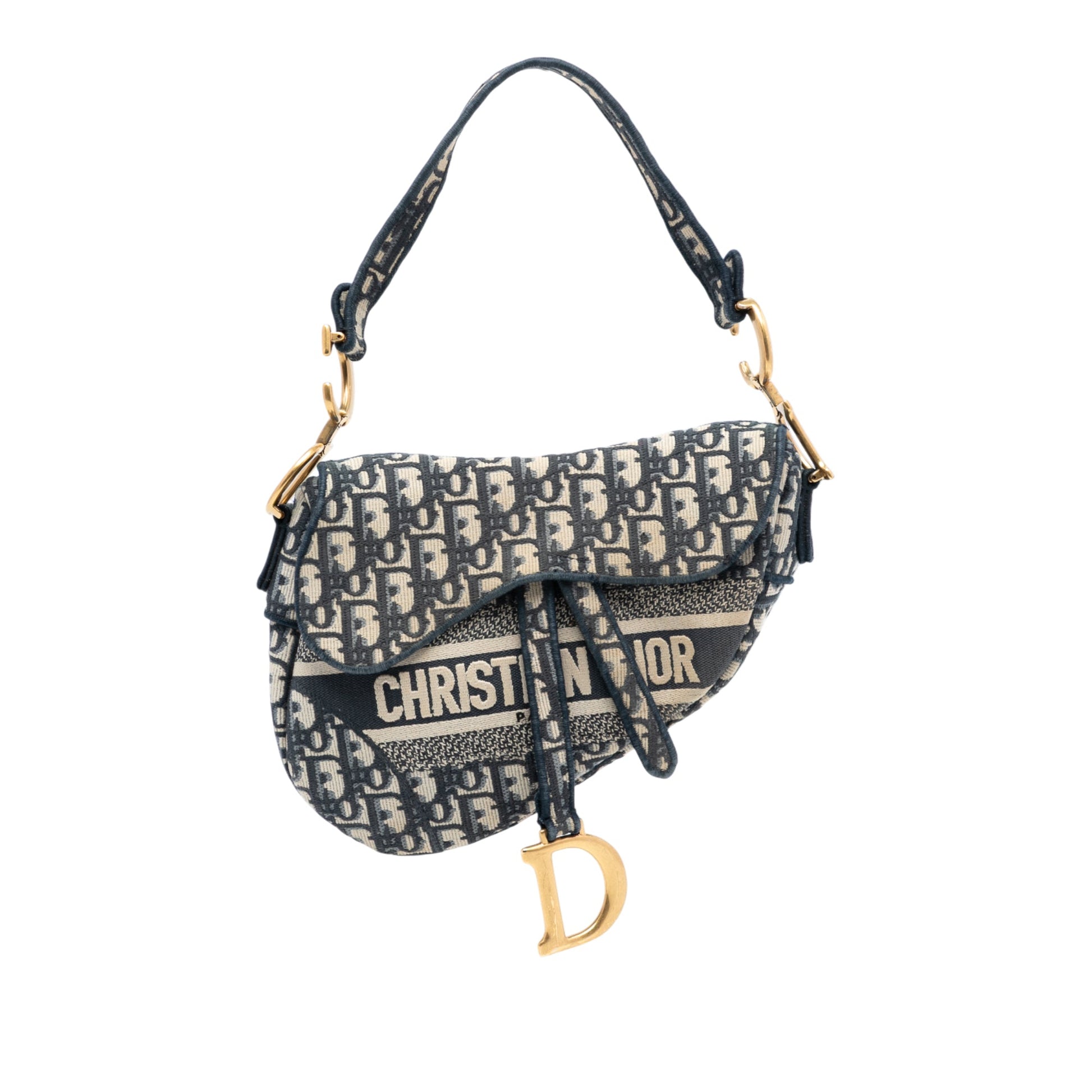 Dior Oblique Embroidered Canvas Saddle Bag