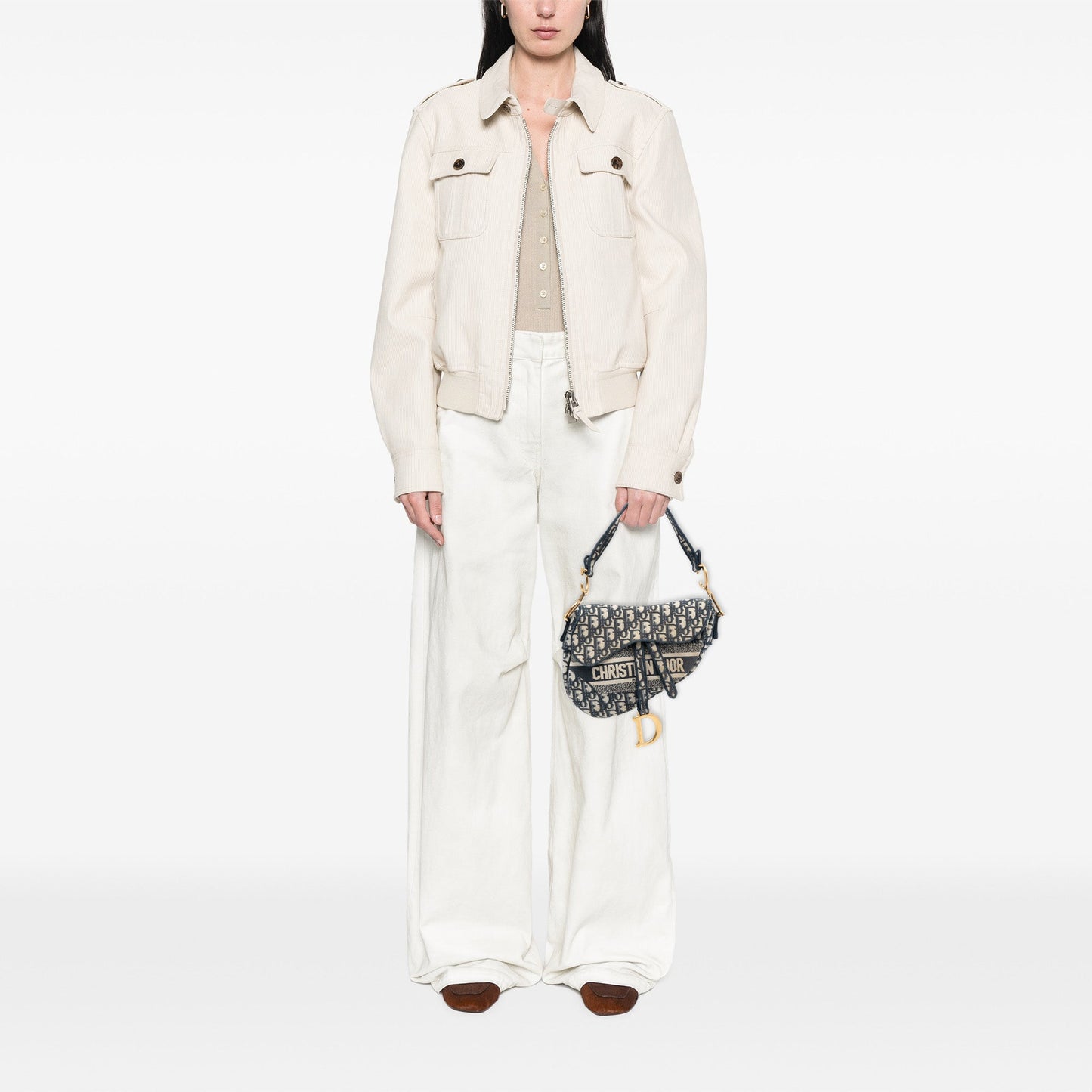 Dior Oblique Embroidered Canvas Saddle Bag