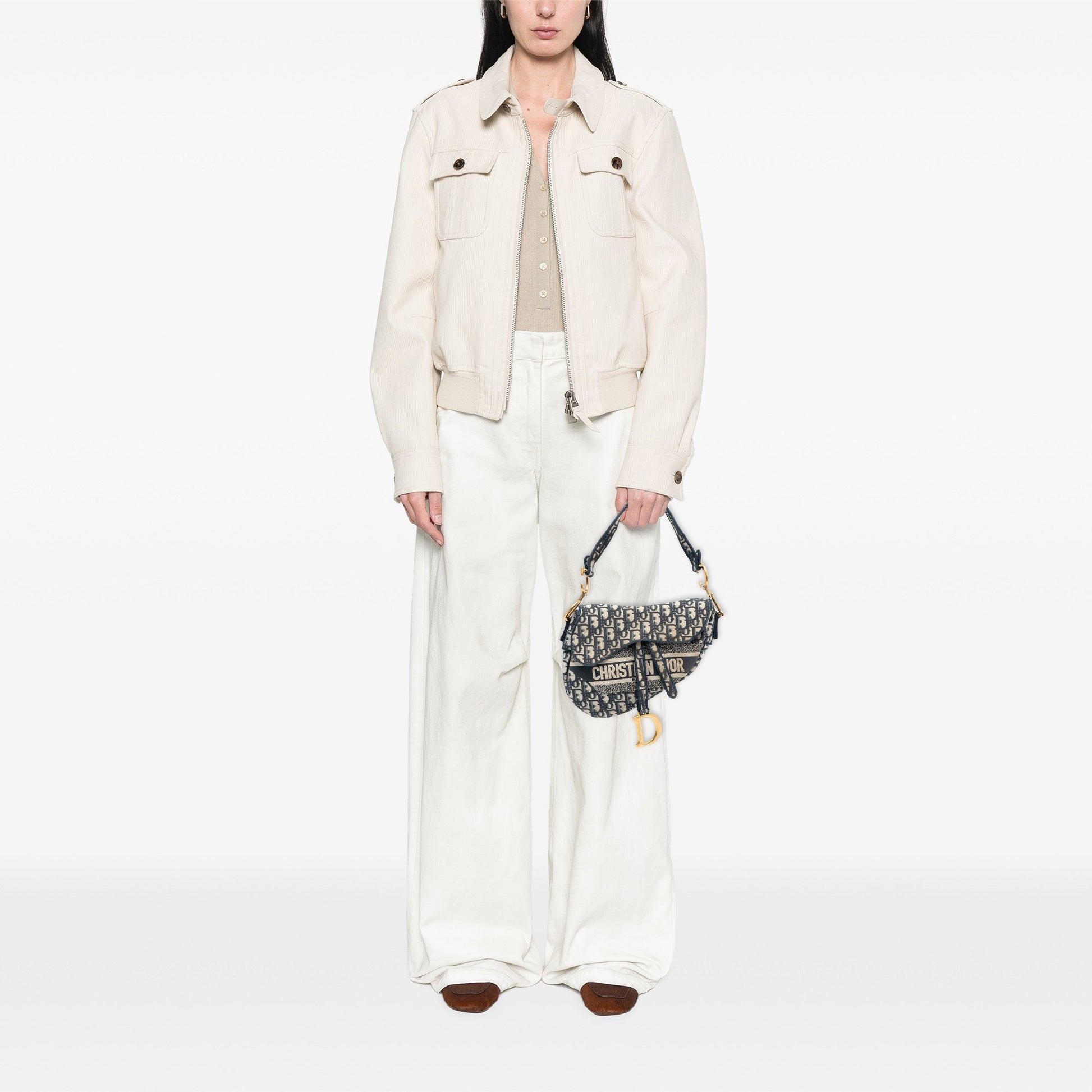 Dior Oblique Embroidered Canvas Saddle Bag