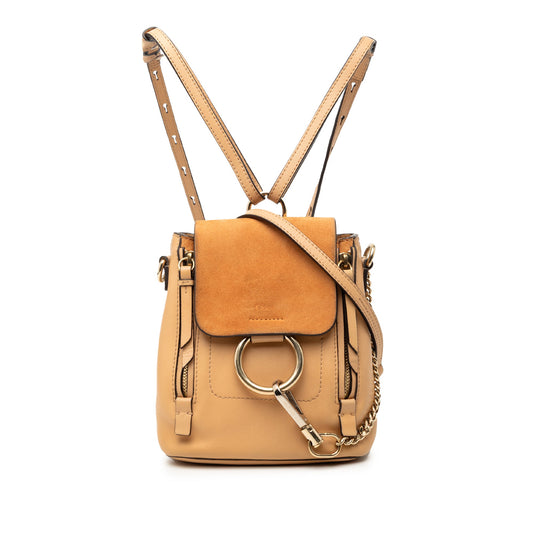 Chloé Mini Calfskin and Suede Faye Backpack