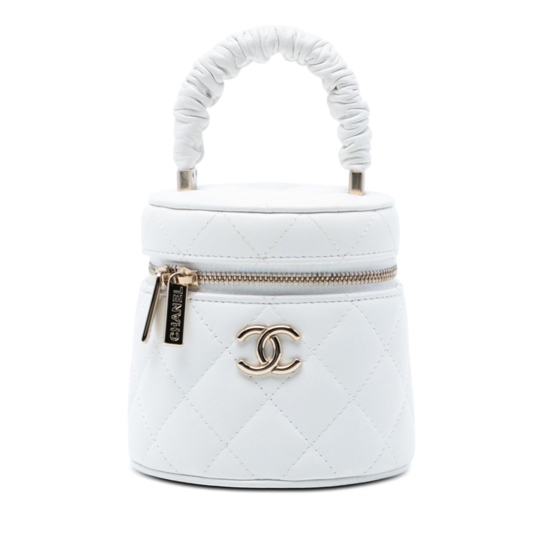 Mini Quilted Lambskin Ruched Handle Vanity Case