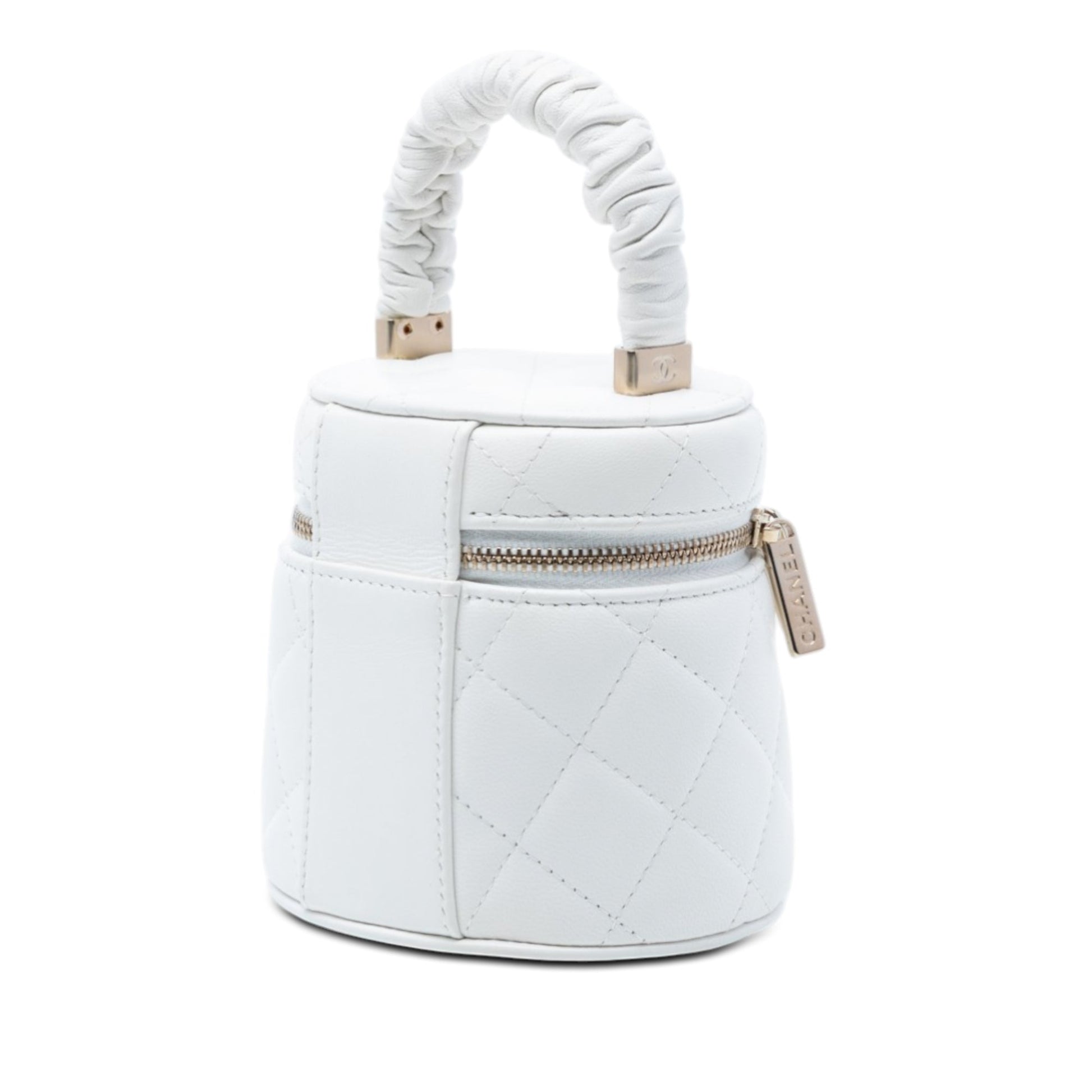Mini Quilted Lambskin Ruched Handle Vanity Case