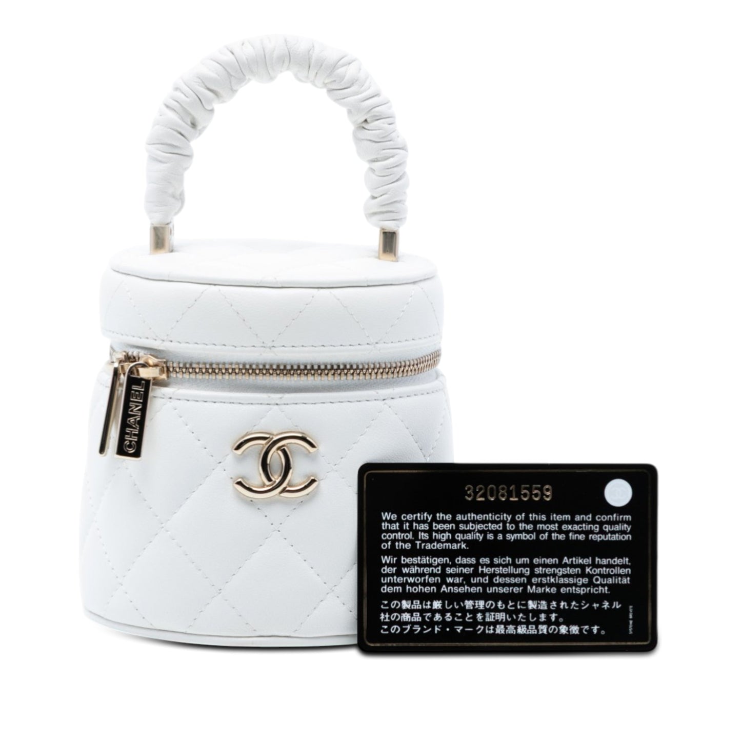 Mini Quilted Lambskin Ruched Handle Vanity Case