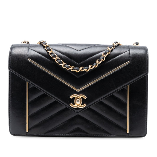 Chanel Medium Reversed Chevron Lambskin Flap