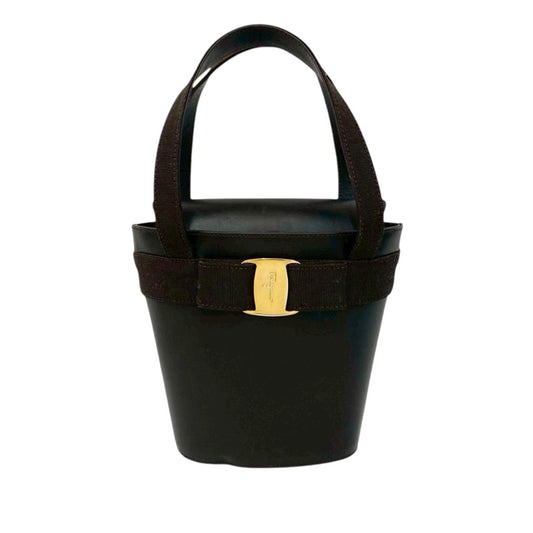Ferragamo Leather Vara Bow Top Handle Bucket Bag