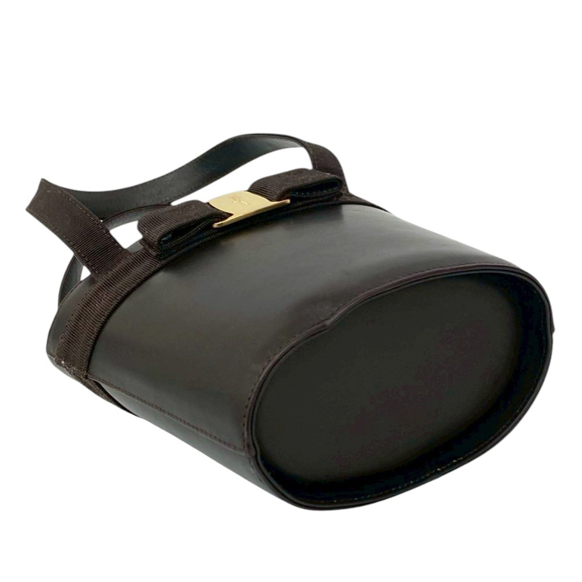 Ferragamo Leather Vara Bow Top Handle Bucket Bag