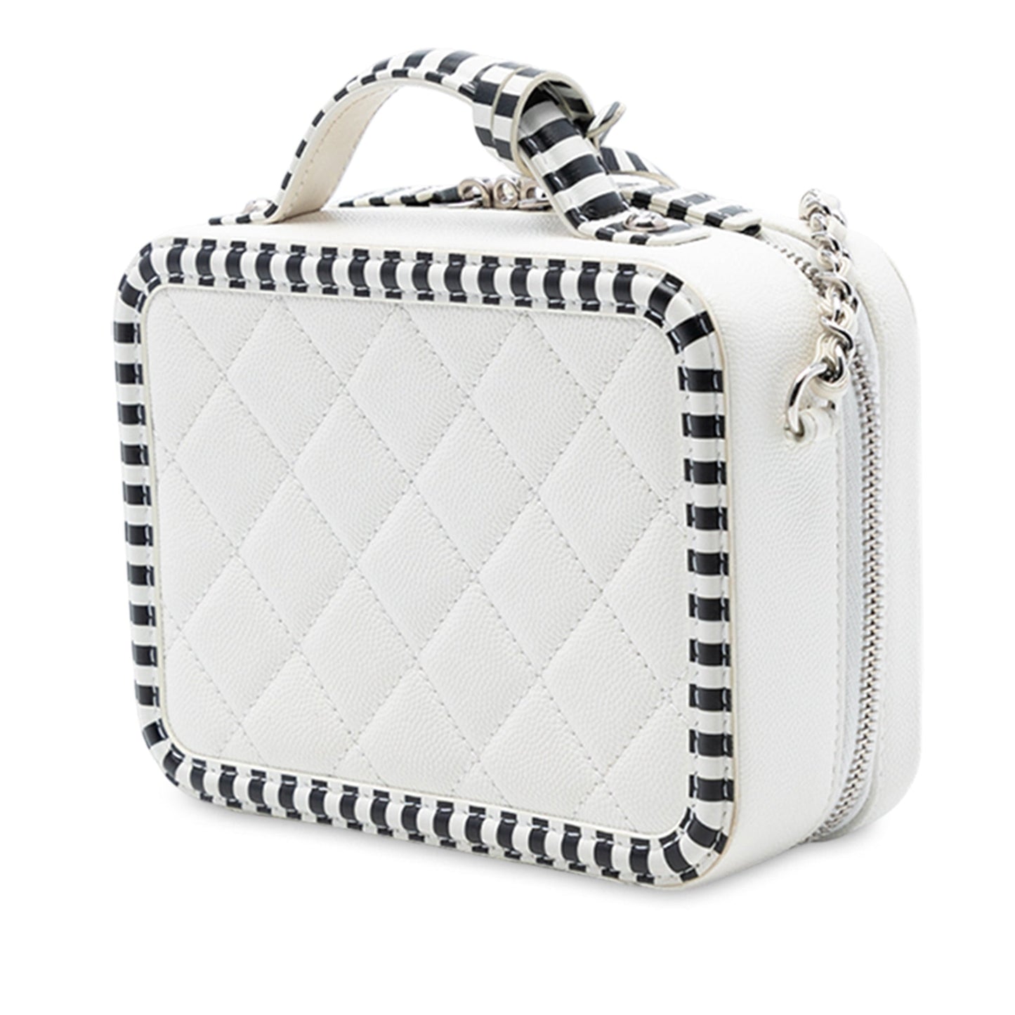 Chanel Small Caviar Striped CC Filigree Vanity Case