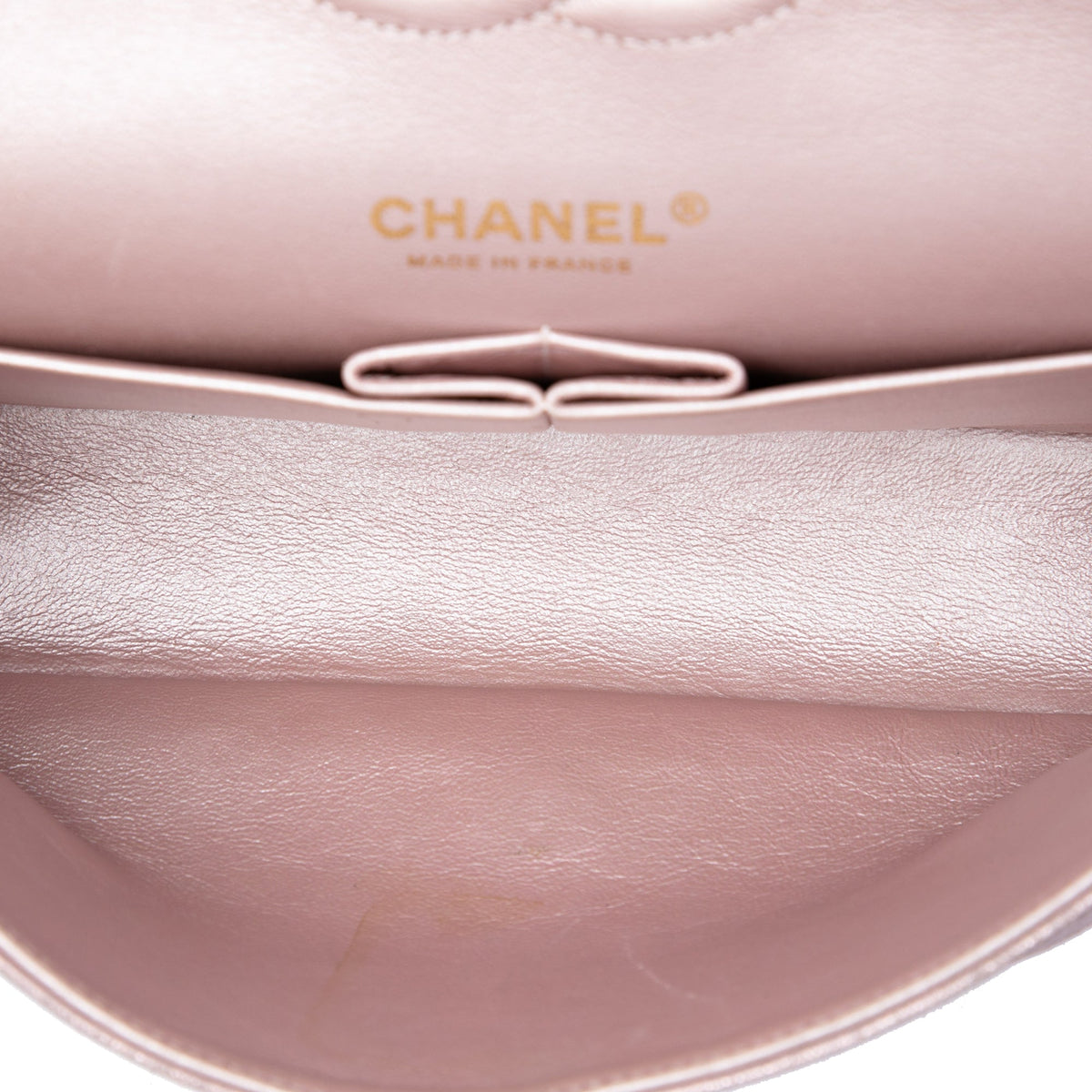 Chanel Medium Classic Iridescent Lambskin Double Flap — Pink