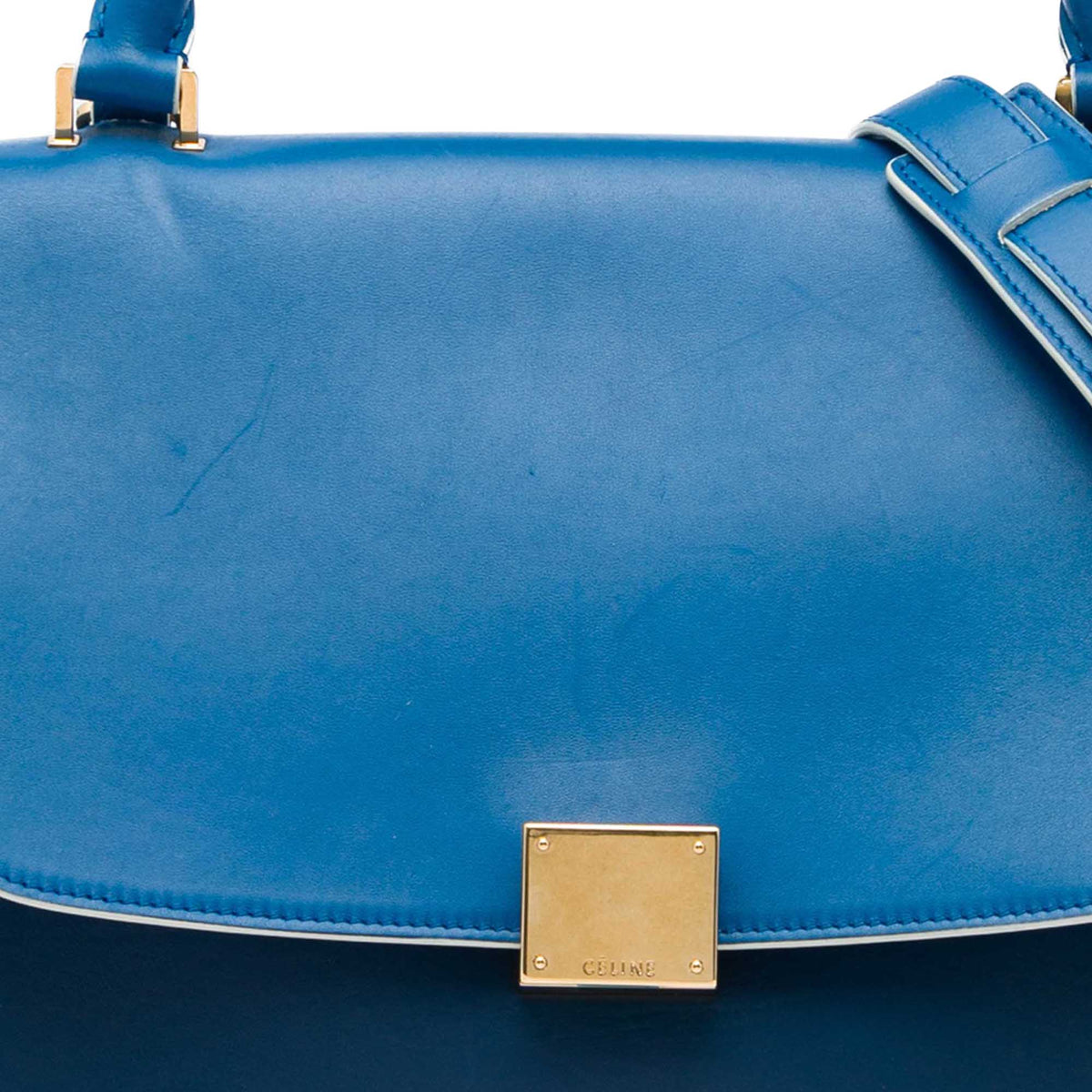 Celine Small Bicolor Calfskin and Nubuck Trapeze Satchel