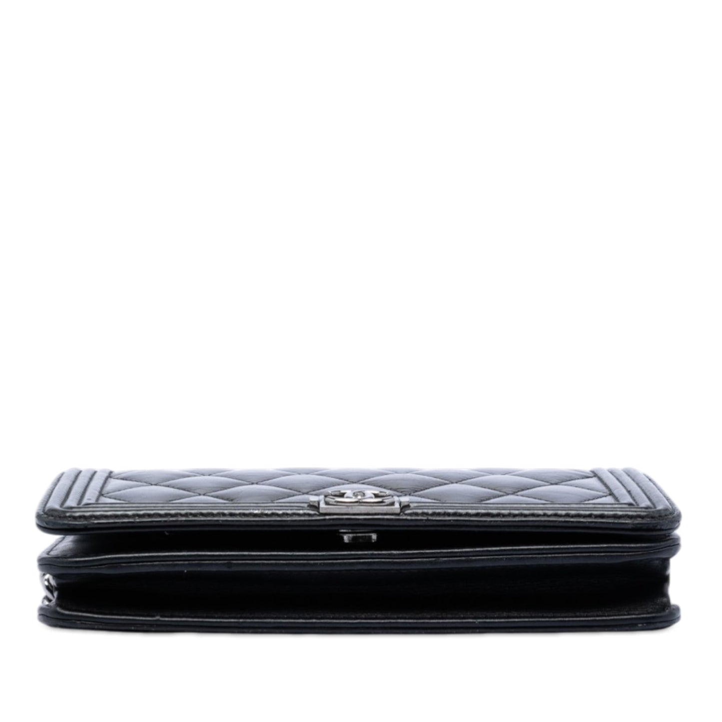 Quilted Shiny Aged Calfskin Boy Wallet On Chain