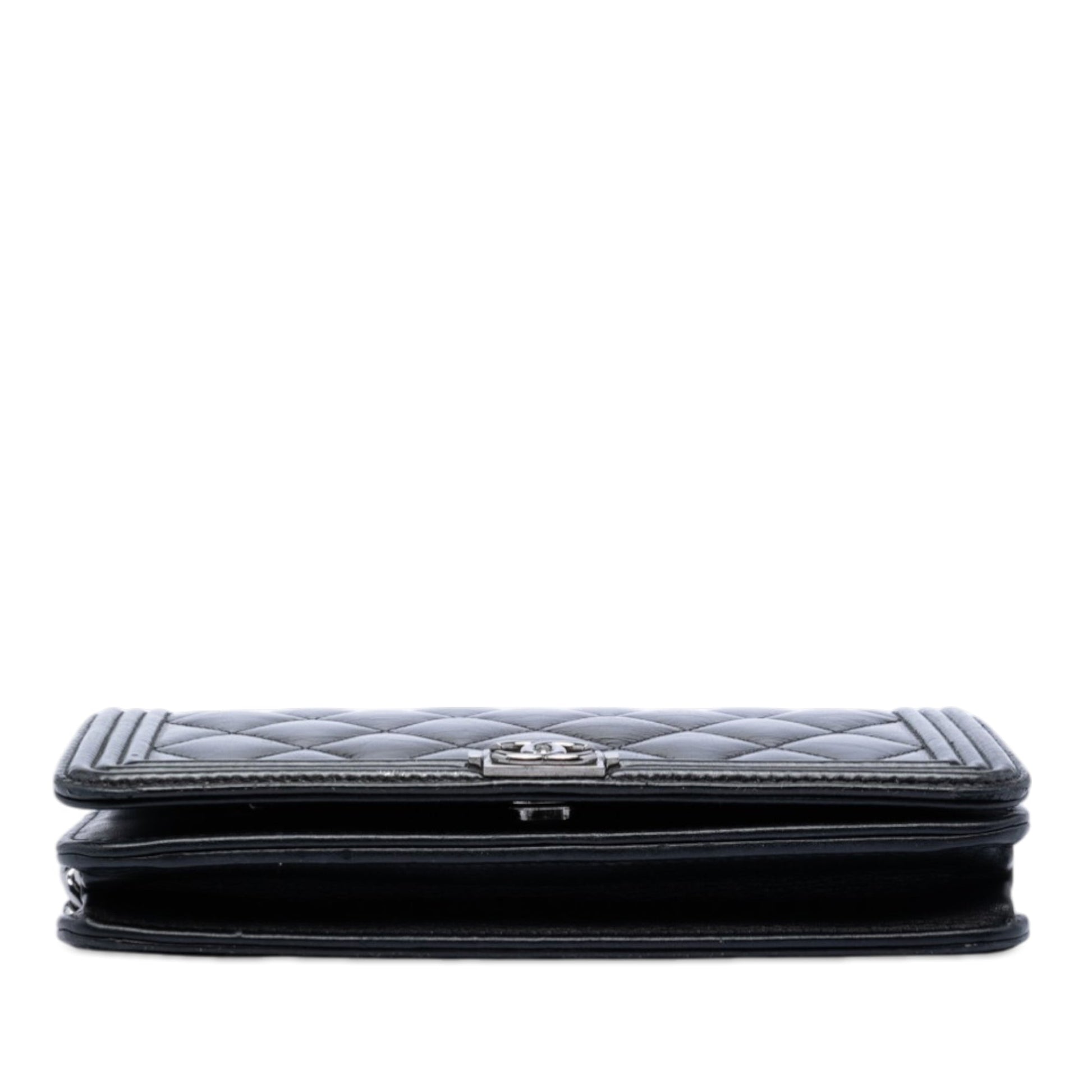 Quilted Shiny Aged Calfskin Boy Wallet On Chain