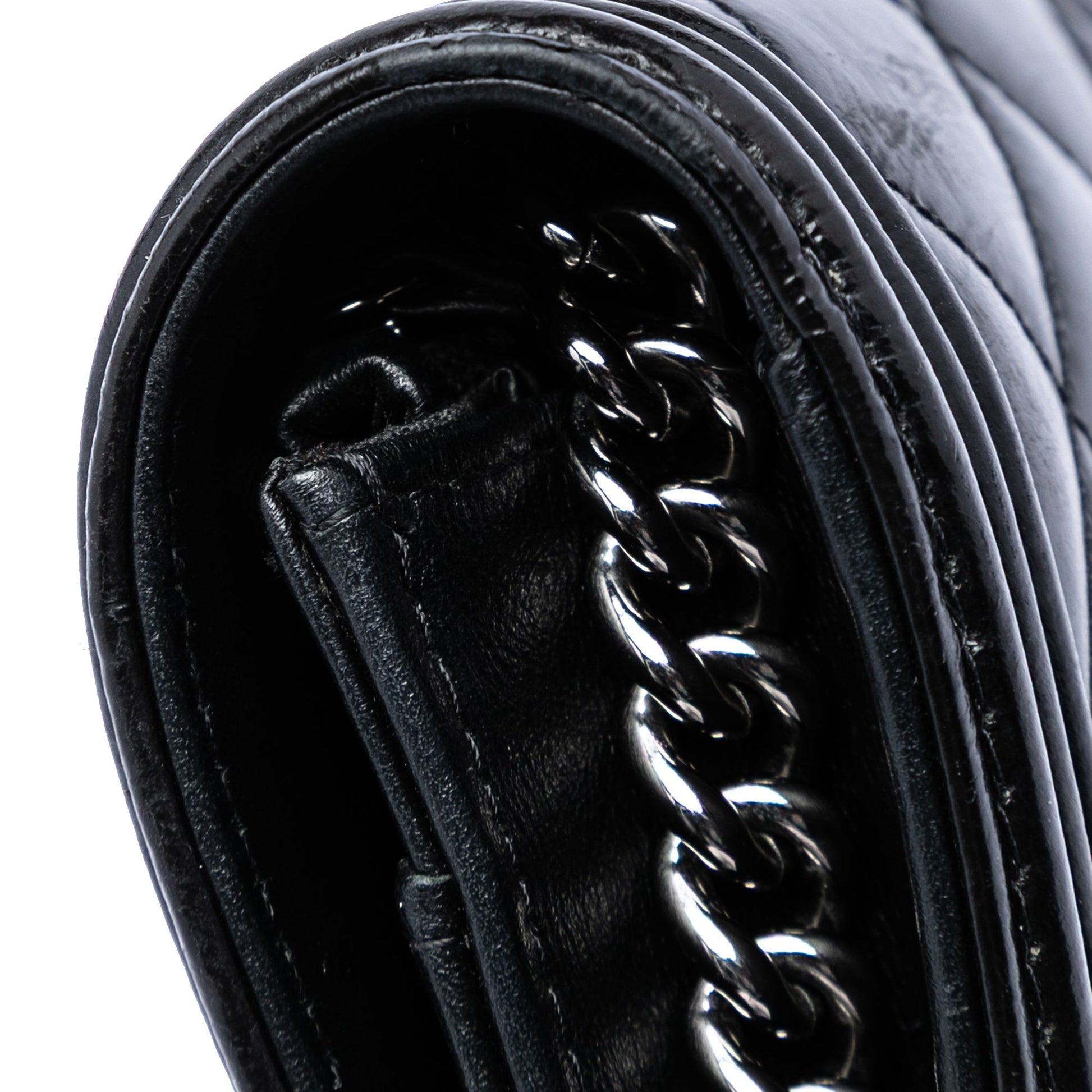 Quilted Shiny Aged Calfskin Boy Wallet On Chain
