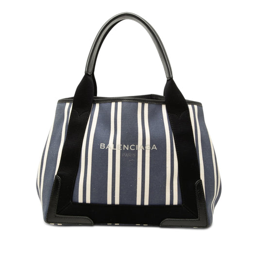 Balenciaga Canvas Striped Navy Cabas S