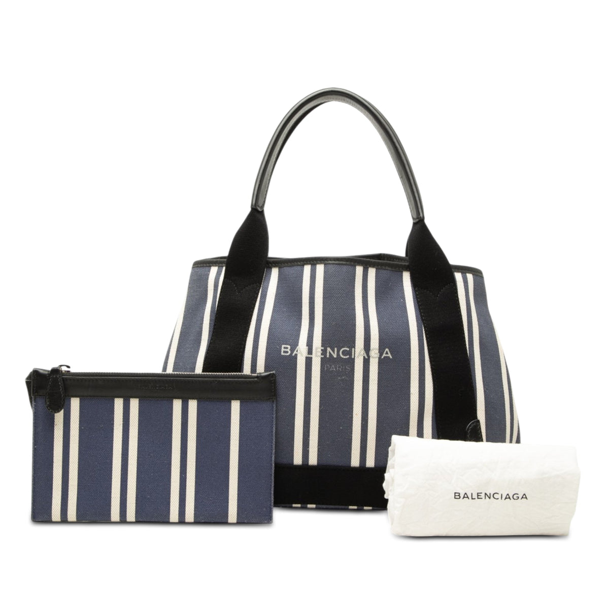 Balenciaga Canvas Striped Navy Cabas S