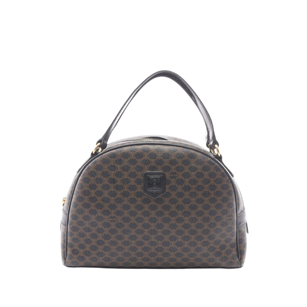 Celine Macadam Coated Canvas Dome Handbag — Brown