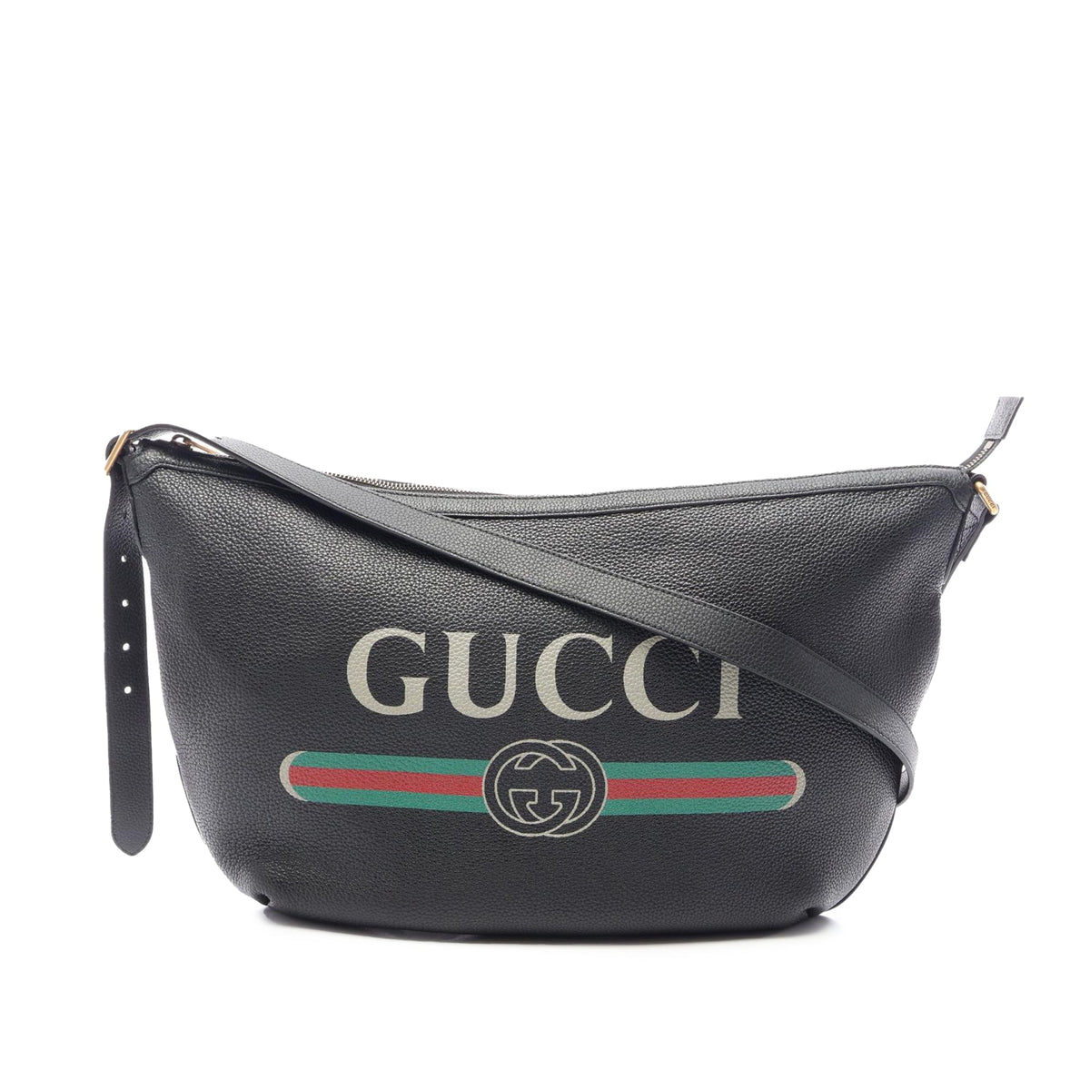 Gucci Grained Calfskin Logo Half Moon Crossbody