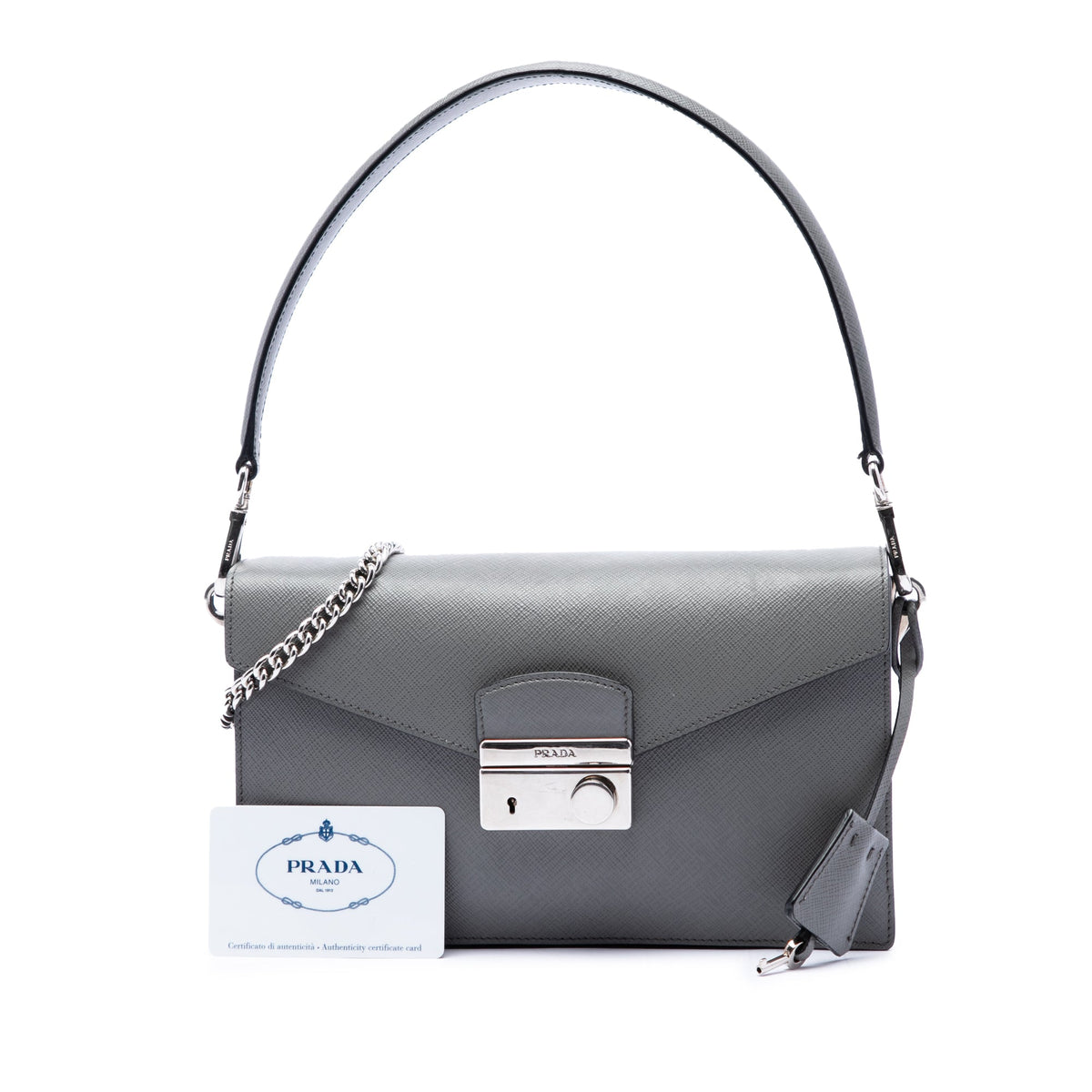 Prada Mini Saffiano Lux Sound Lock Satchel