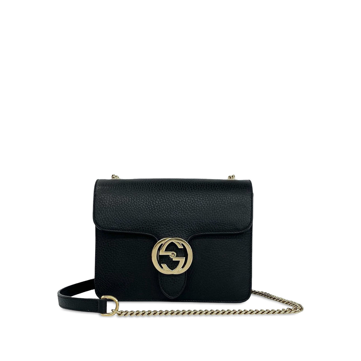 Gucci Small Dollar Calfskin Interlocking G Crossbody — Black