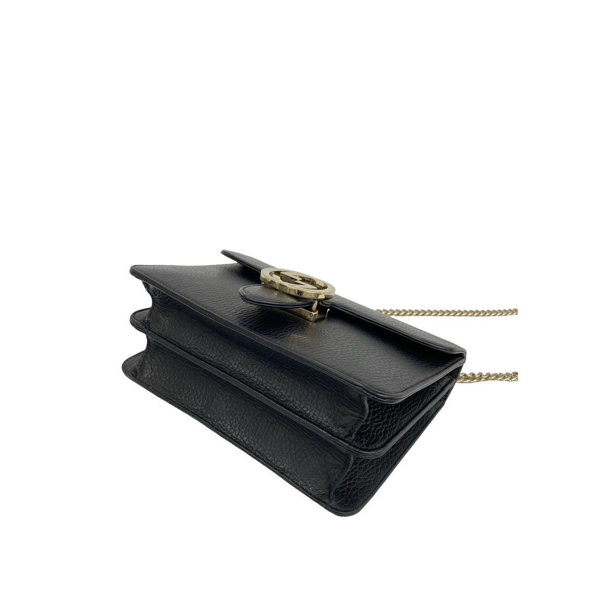 Gucci Small Dollar Calfskin Interlocking G Crossbody — Black