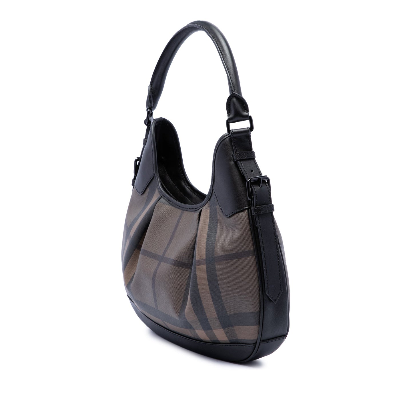 Burberry Smoke Check Coated Canvas Brooklyn Hobo
