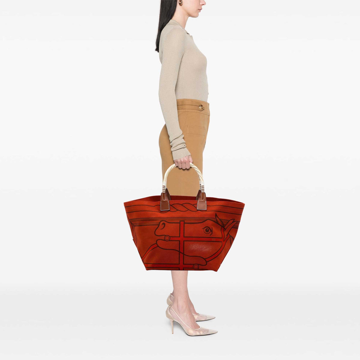 Hermès Toile H Plume Quadrige au Fil Steeple 31 — Red