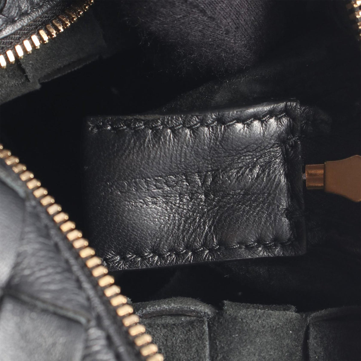 Bottega Veneta Mini Lambskin Intrecciato Loop Camera Bag — Black