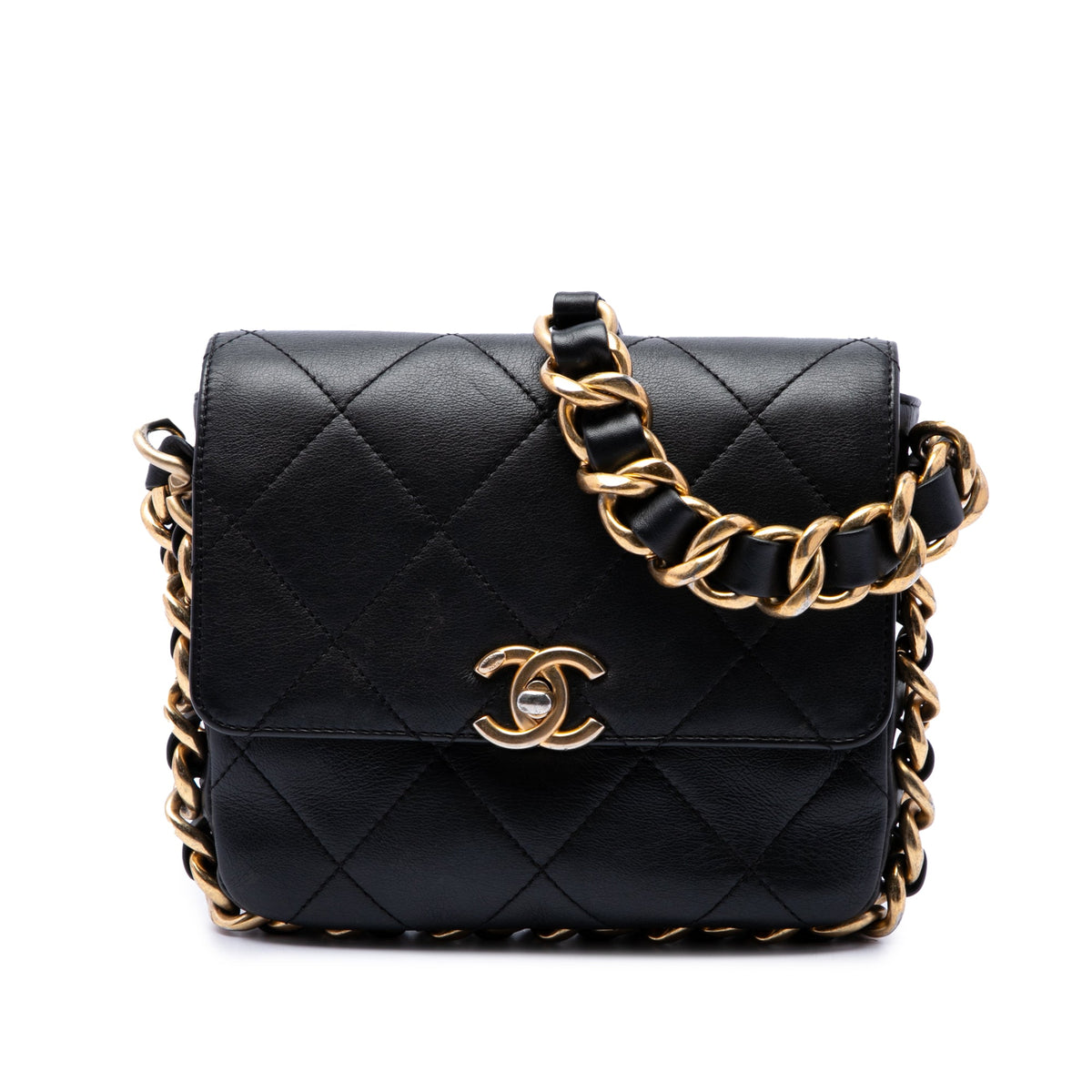 Chanel Small Quilted Calfskin Framing Chain Flap — Black
