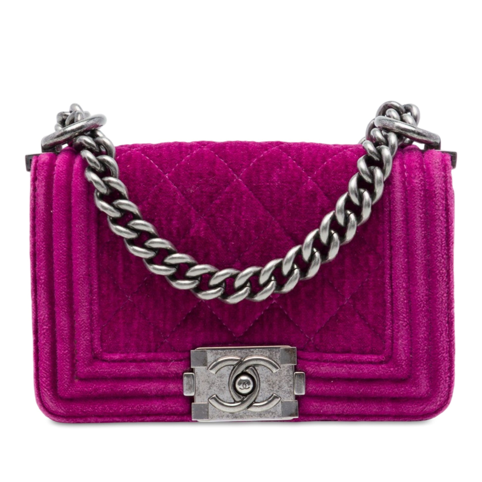 Chanel Mini Quilted Velvet Boy Flap