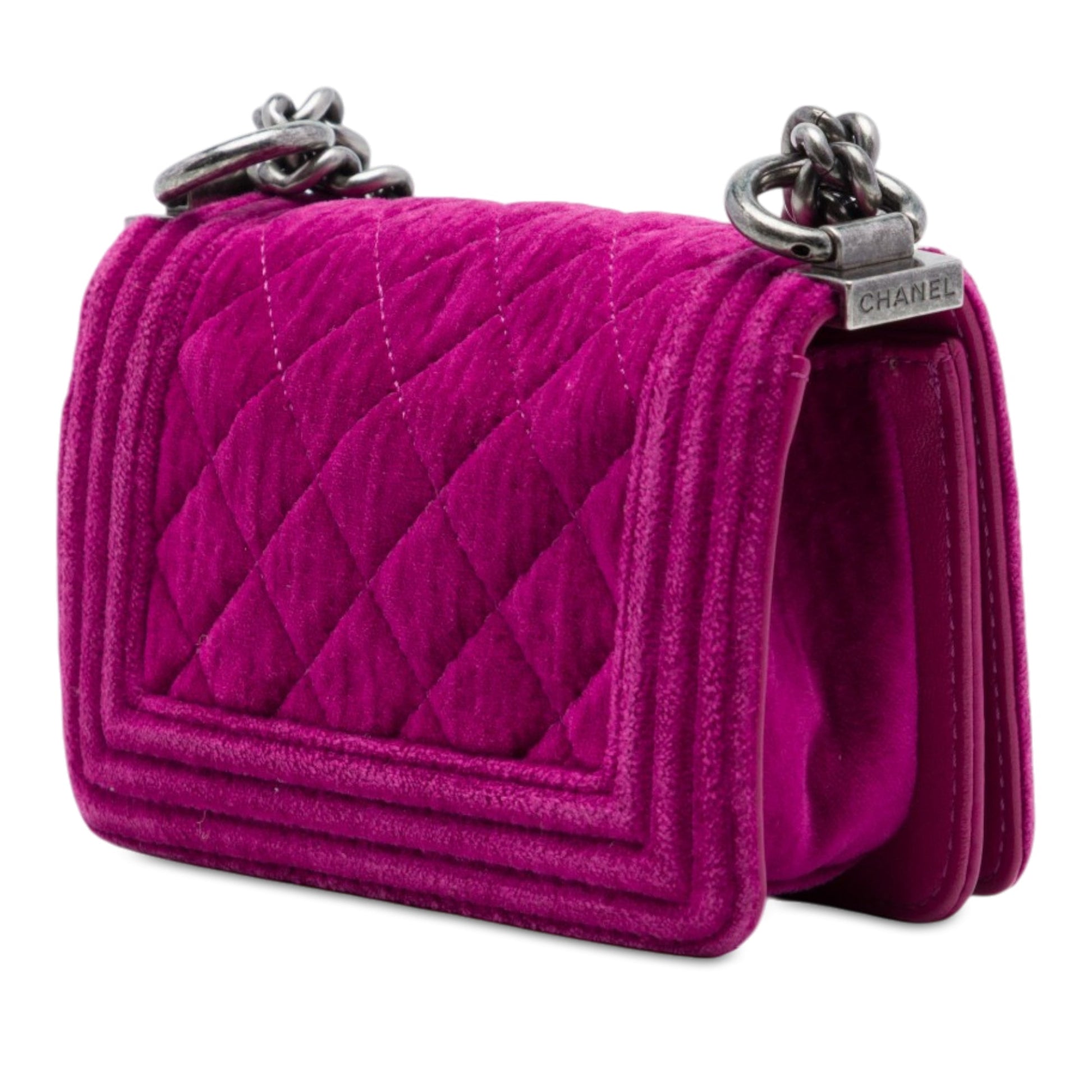 Chanel Mini Quilted Velvet Boy Flap