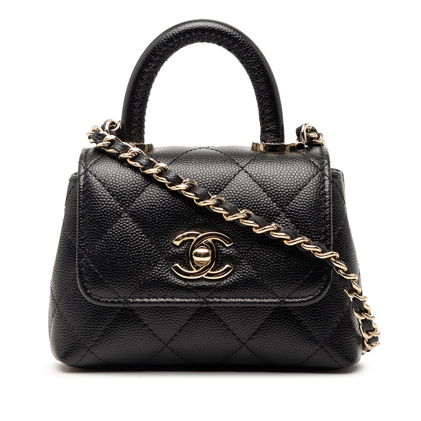Chanel Nano Quilted Caviar Coco Top Handle Bag