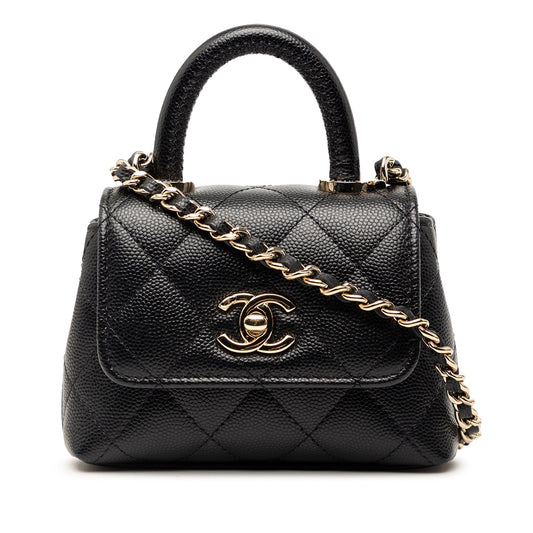 Chanel Nano Quilted Caviar Coco Top Handle Bag