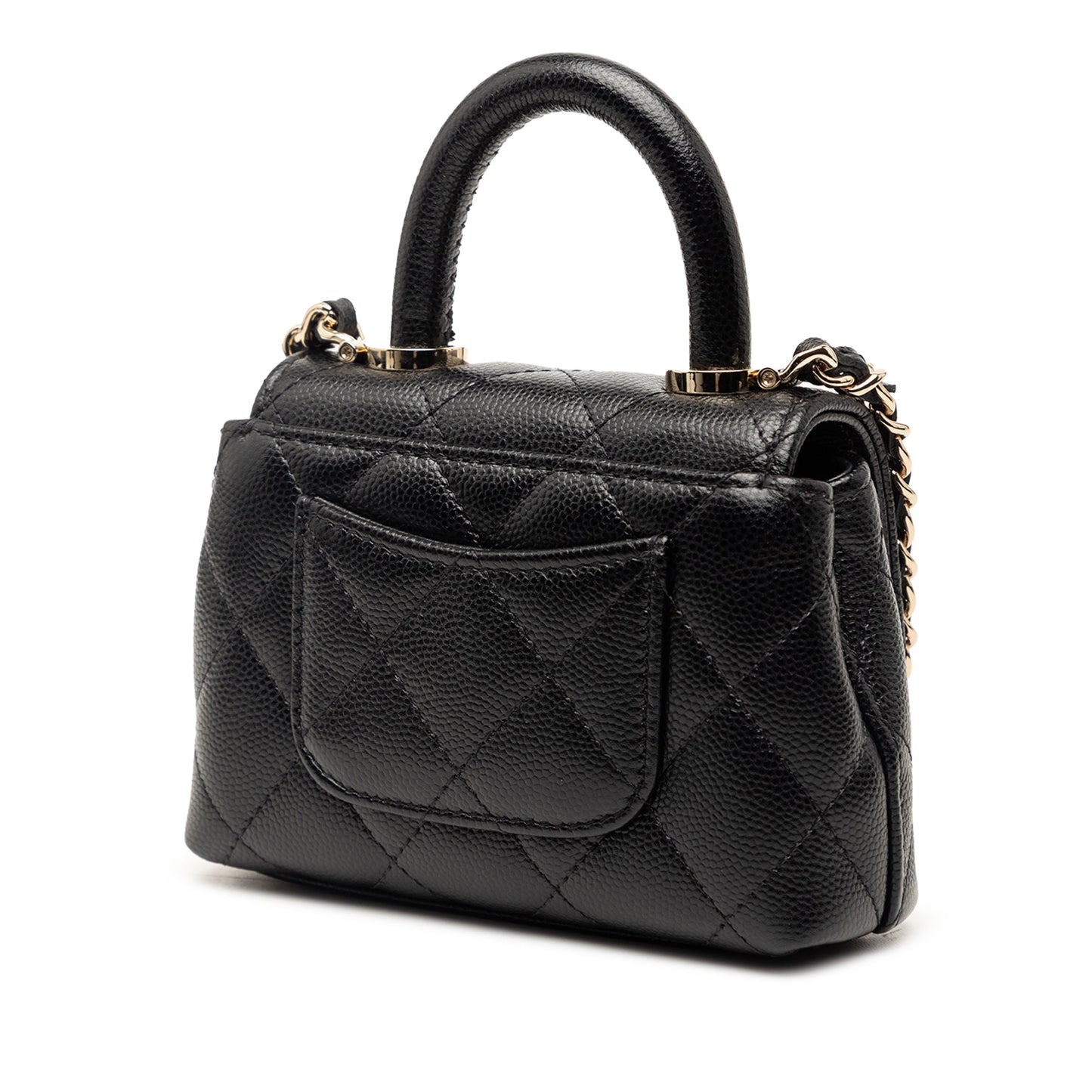 Chanel Nano Quilted Caviar Coco Top Handle Bag