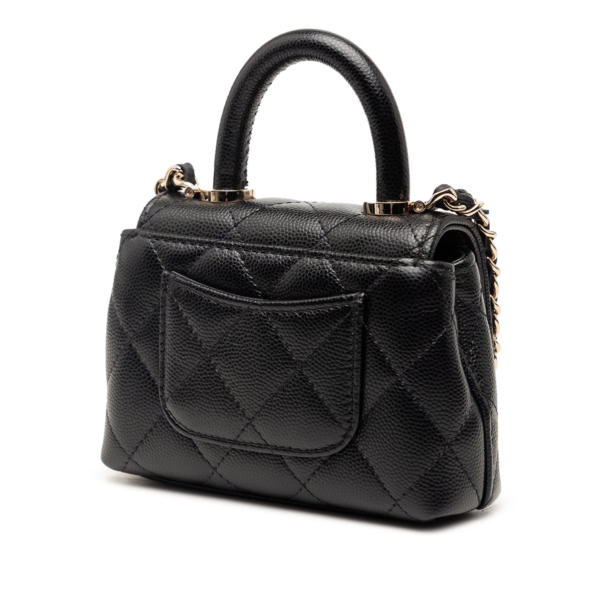 Chanel Nano Quilted Caviar Coco Top Handle Bag