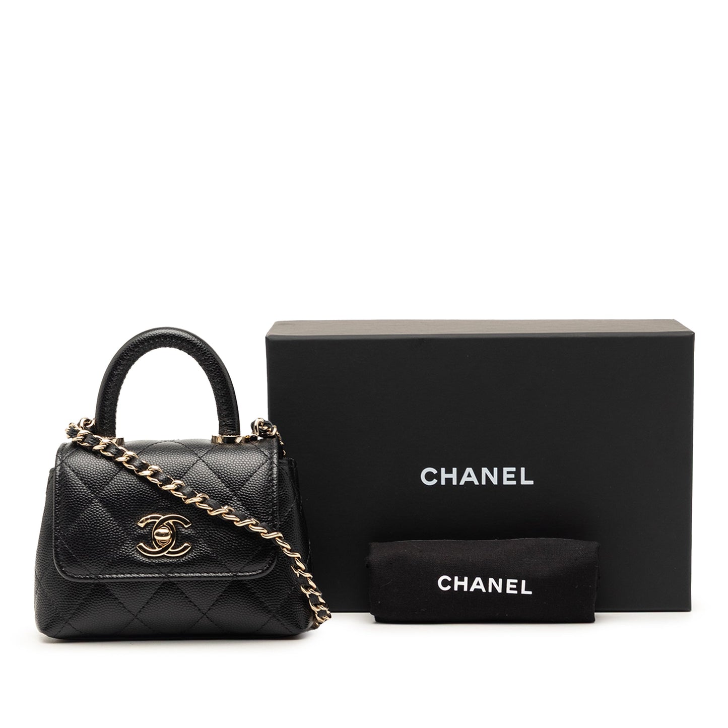 Chanel Nano Quilted Caviar Coco Top Handle Bag