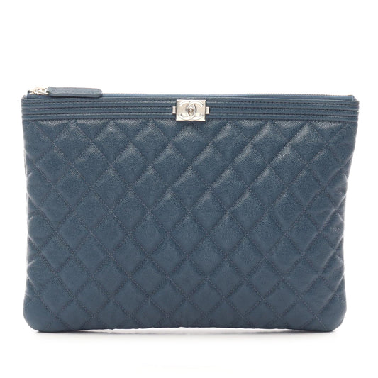 Chanel Medium Quilted Caviar Boy O Case Clutch