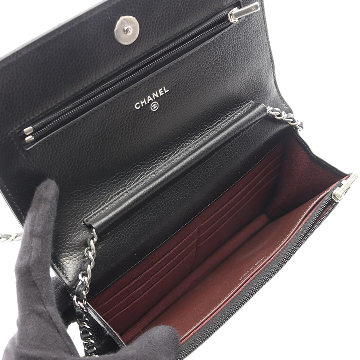 Chanel CC Quilted Caviar Wallet on Chain