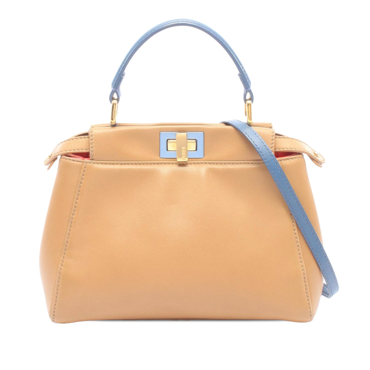 Fendi Mini Leather Peekaboo Iconic Satchel — Brown