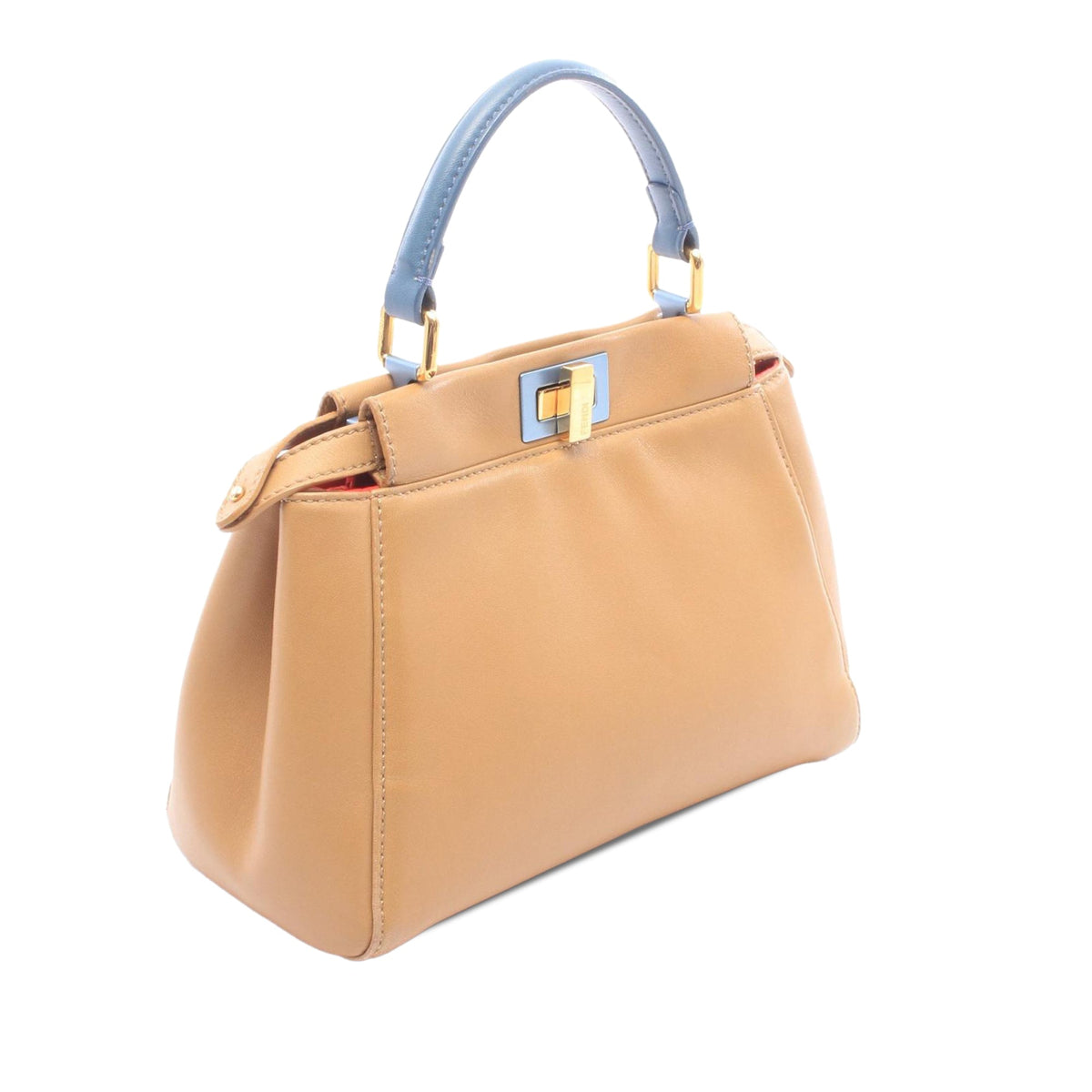 Fendi Mini Leather Peekaboo Iconic Satchel — Brown