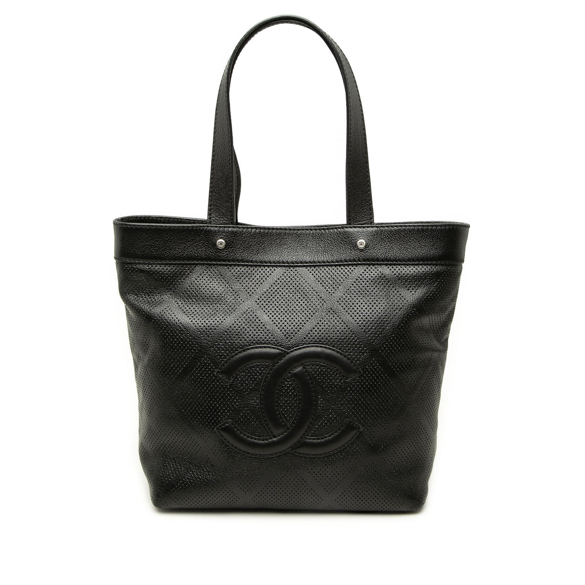 Chanel CC Perforated Lambskin Tote — Black