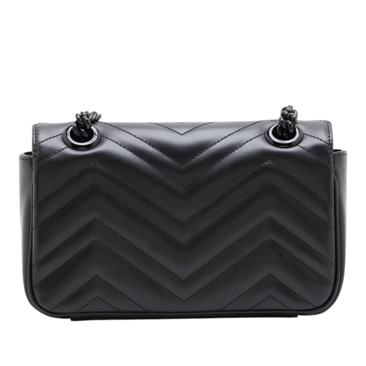 Gucci Small GG Marmont Matelasse Calfskin Monochrome Shoulder Bag — Black