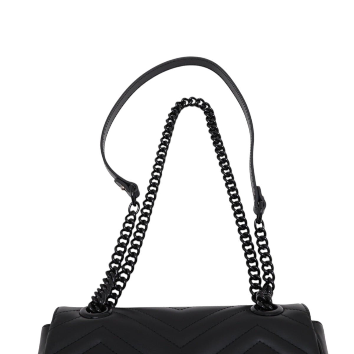 Gucci Small GG Marmont Matelasse Calfskin Monochrome Shoulder Bag — Black